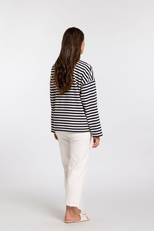 Mi Moso - Oversized Sweat in navy/cream Stripe