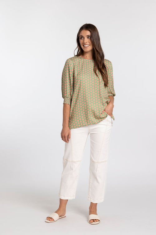 Mi Moso - Finley Top in Green/Pink
