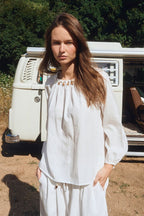 Molly Bracken - Woven Blouse in White LAF132EP