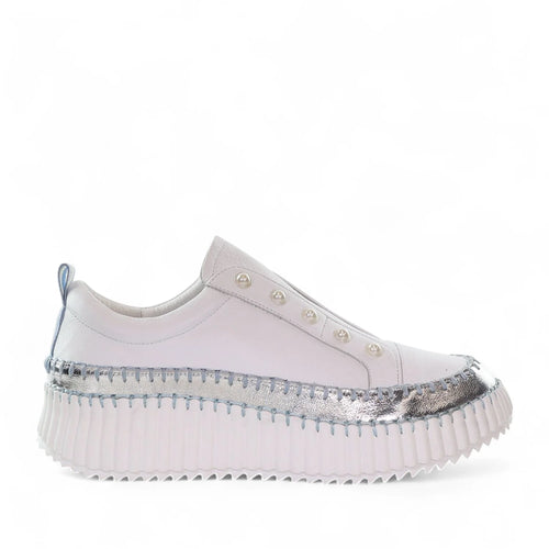 MINX - PEARLZIE STRIPE Sneaker - White/Blue Metallic