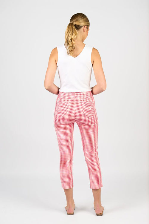 VASSALLI - Red Gingham Slim Leg 7/8 Pant