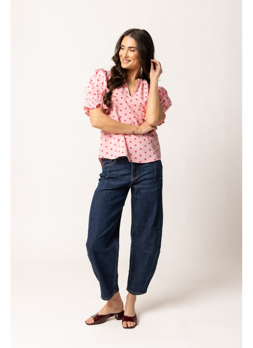 Seeking Lola - Relaxed Butterfly Top in Pink Spot