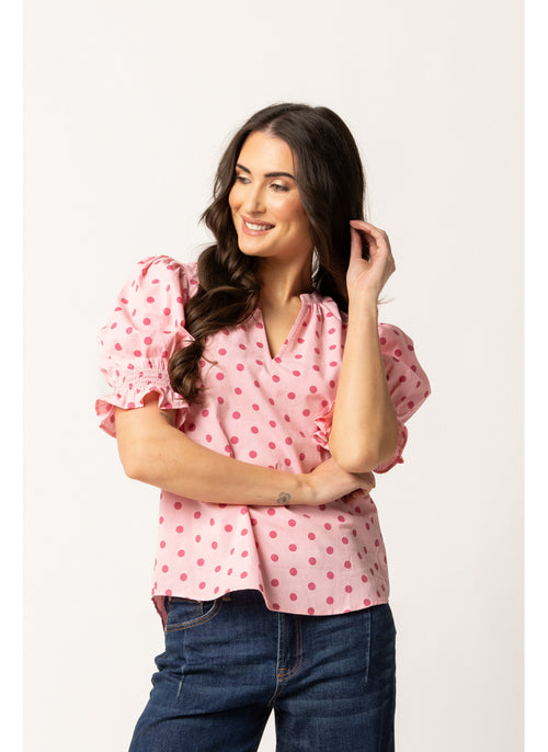 Seeking Lola - Relaxed Butterfly Top in Pink Spot