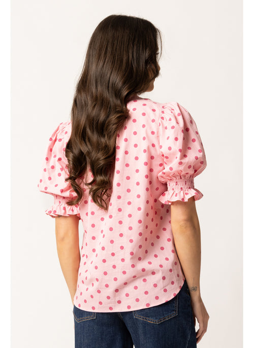 Seeking Lola - Relaxed Butterfly Top in Pink Spot