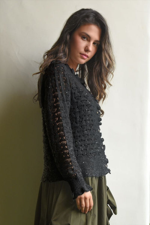 COOP - Ruffle Up Cardigan in Black