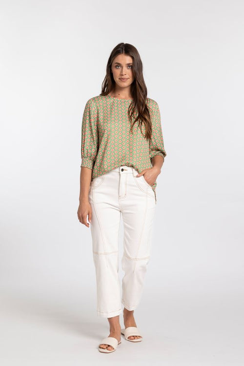 Mi Moso - Finley Top in Green/Pink