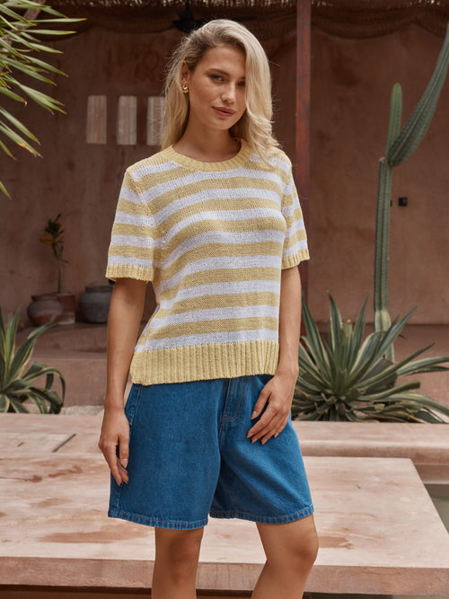 Sass - Jules Tee Lemon/White Stripe