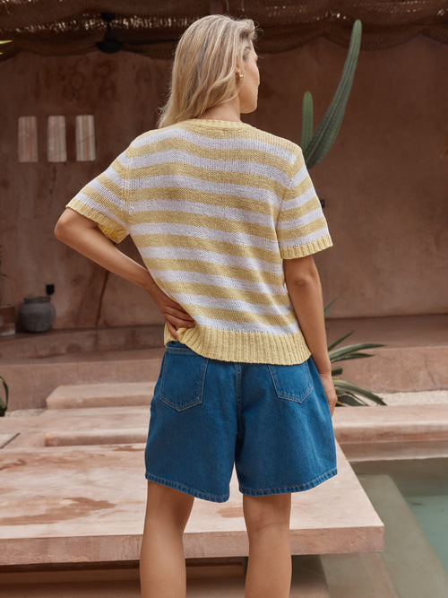 Sass - Jules Tee Lemon/White Stripe
