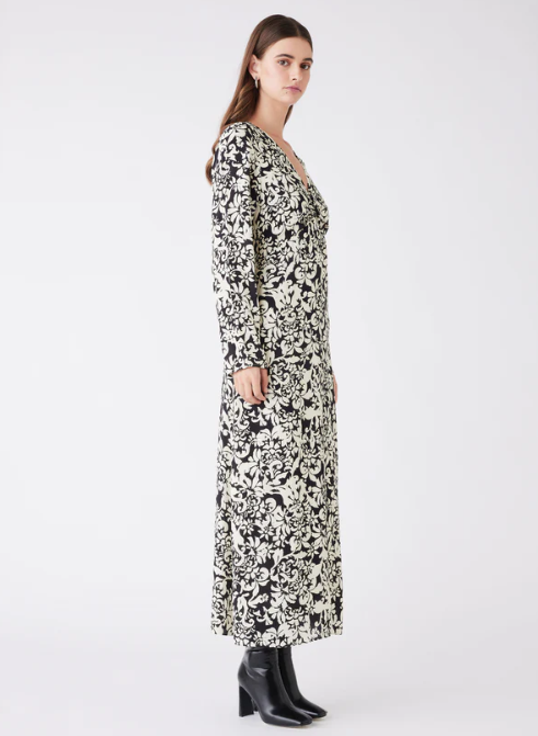 ESMAEE - SONGBIRD Black/White Midi Dress