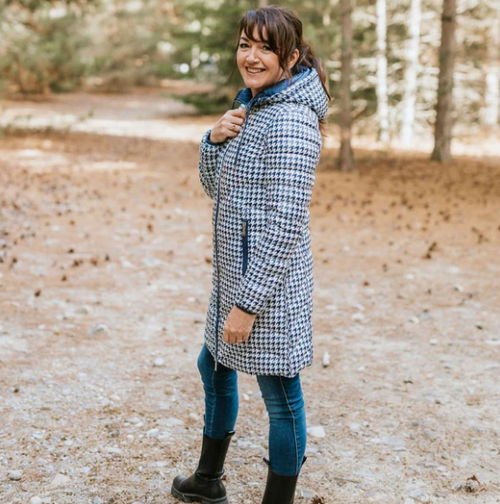 MOKE - ARNIE Reversible Coat - Moonlight Navy / Houndstooth
