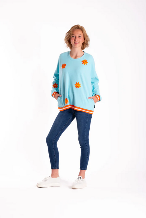 JELLICOE - TEAL Sweatshirt - Orange Flower - 25-55