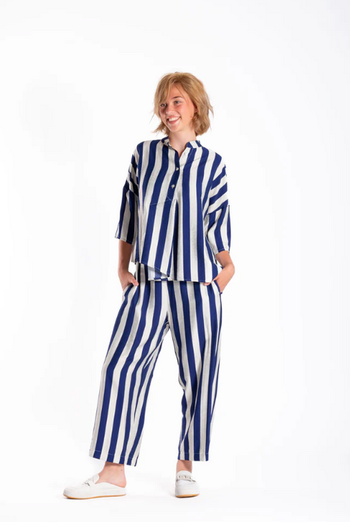 JELLICOE - Wide leg Pants - Blue Stripe 25-23