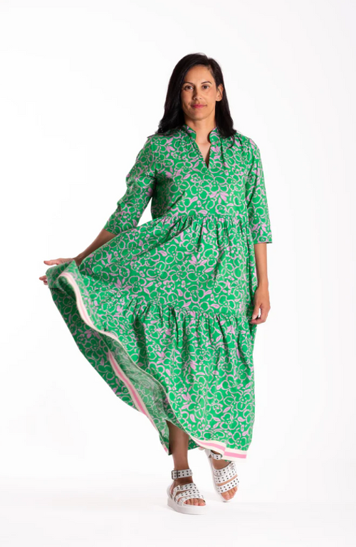 JELLICOE - Collar Tiered Dress 25-34 - Floral Scribble
