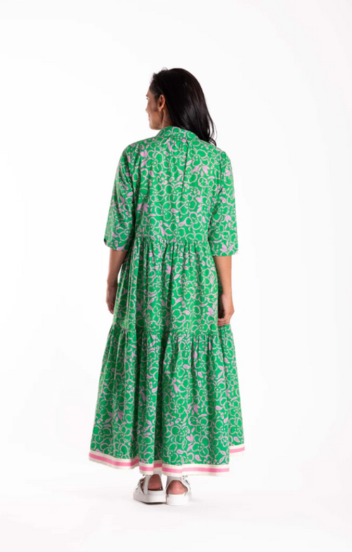 JELLICOE - Collar Tiered Dress 25-34 - Floral Scribble