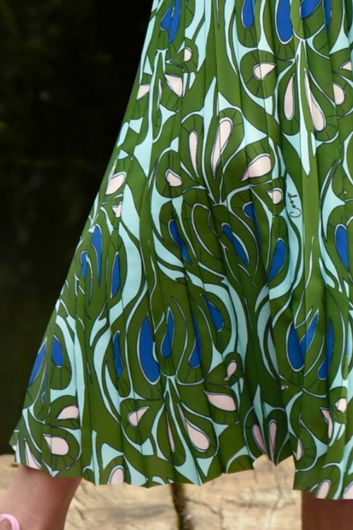 COOP - SKIPPED A PLEAT Skirt - Green & Blue