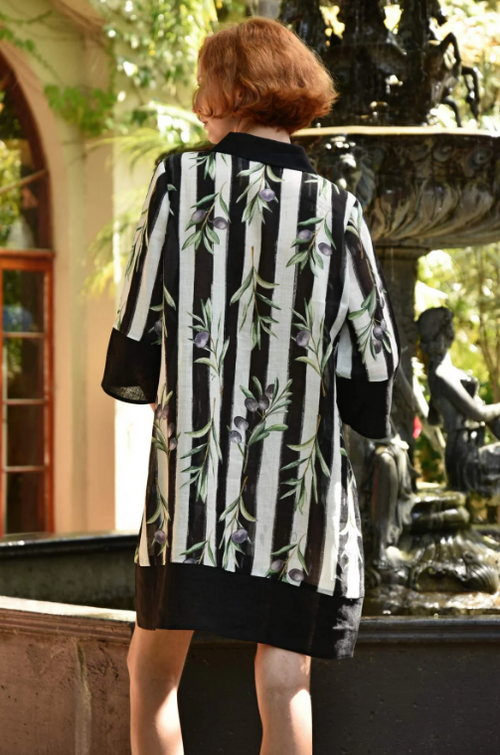 COOP - STRIPE WHEN IT'S HOT Dress - Olive Branch Black/White