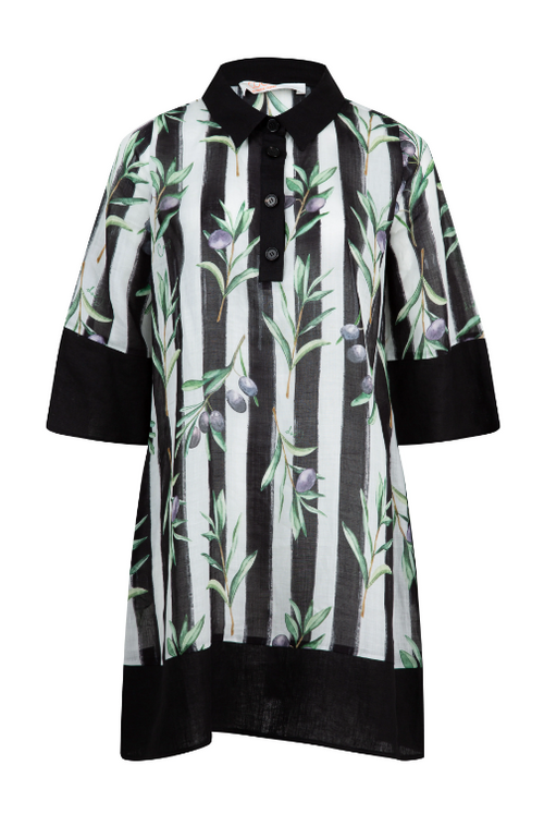 COOP - STRIPE WHEN IT'S HOT Dress - Olive Branch Black/White