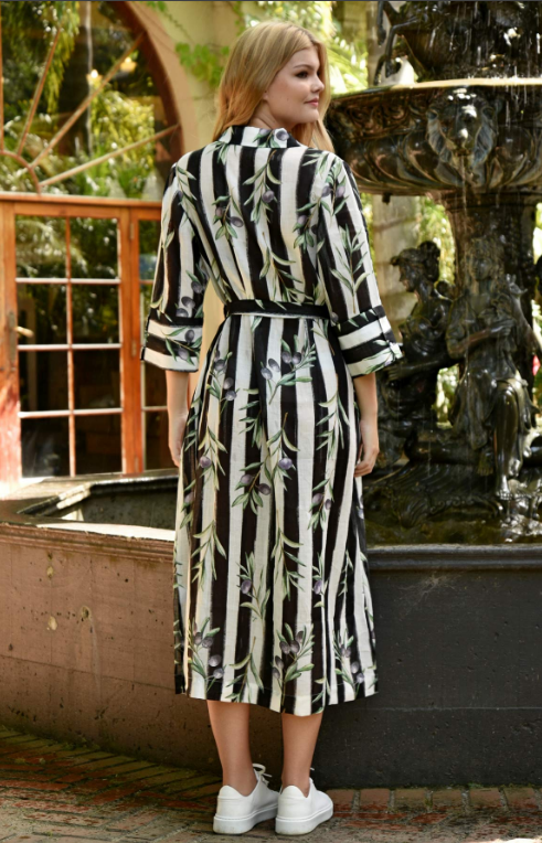COOP - STRIPE A POSE Dress - Olive Branch Black/White
