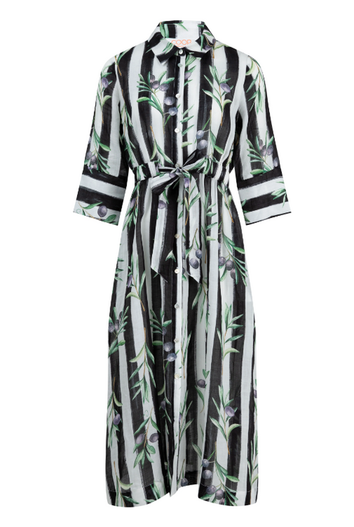 COOP - STRIPE A POSE Dress - Olive Branch Black/White