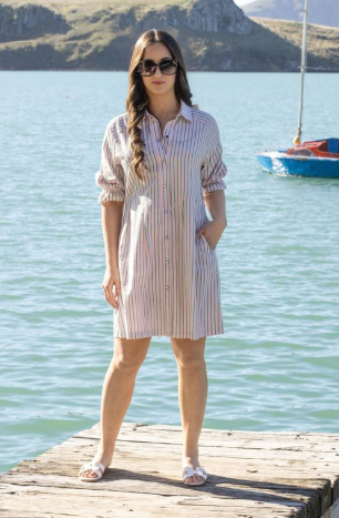 KNEWE COCOON DRESS CANDY AND APPLE