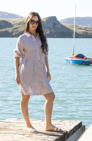 KNEWE COCOON DRESS CANDY AND APPLE