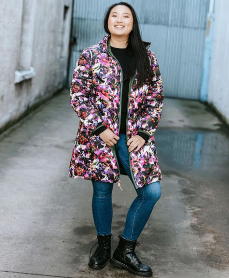 Moke - ARNIE Reversible Coat - Green/Purple Fleur