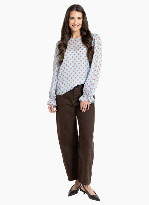 Seeking Lola - Patti Top in Baby Blue Spot