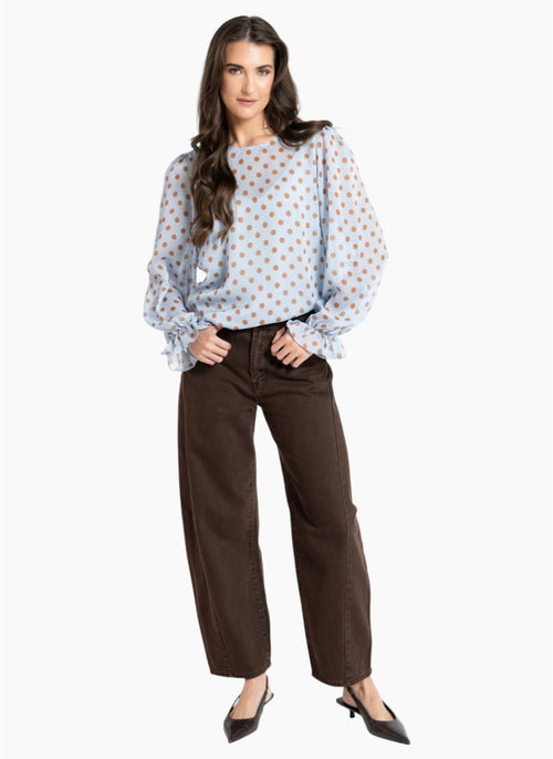 Seeking Lola - Patti Top in Baby Blue Spot
