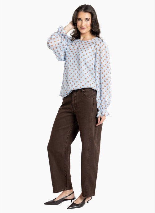 Seeking Lola - Patti Top in Baby Blue Spot