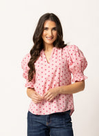 Seeking Lola - Relaxed Butterfly Top in Pink Spot