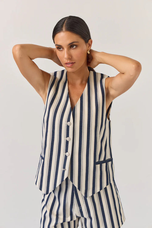 TUESDAY Action vest indigo stripe