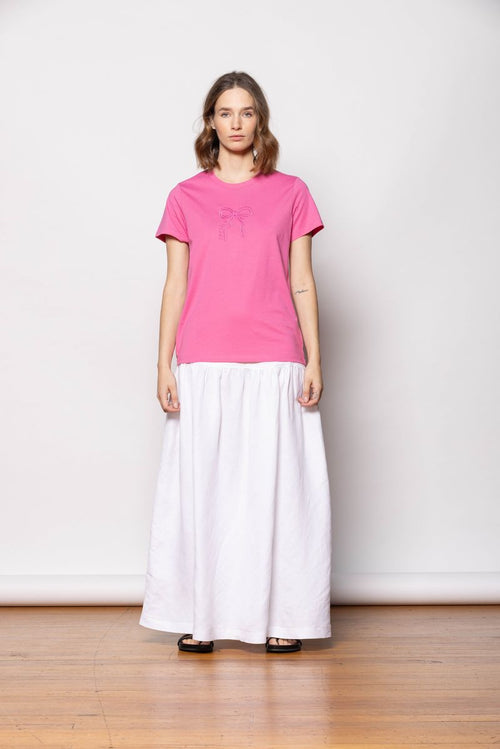 Dressed - Bow T-Shirt in Bubblegum