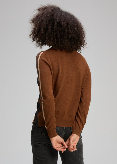 Zaket & Plover - STRIPE/SPOT Zip Up Jumper - Coffee