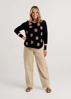 Zaket & Plover - DAISY CHAIN Jumper - Chocolate/Pink