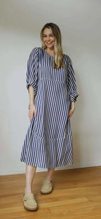 Mi Moso - COCOON Dress - Navy Stripe