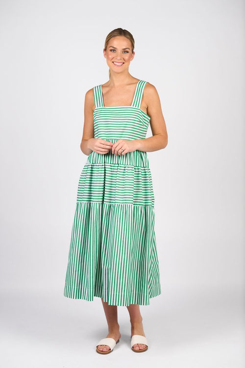 Vassalli - Sleeveless Tiered Dress with Wide Straps and Pockets 6099