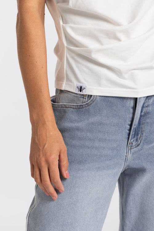 Moss - Rouched Tee in White