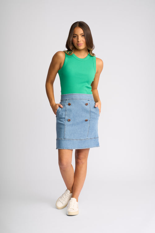 Knewe - Crest Skirt in Lt Wash Denm