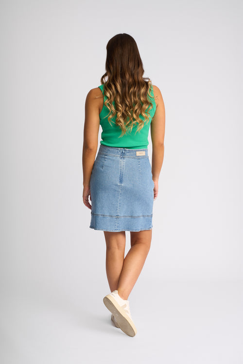 Knewe - Crest Skirt in Lt Wash Denm