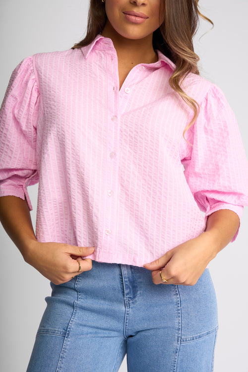 Knewe - Emmett Shirt in Pink Stripe
