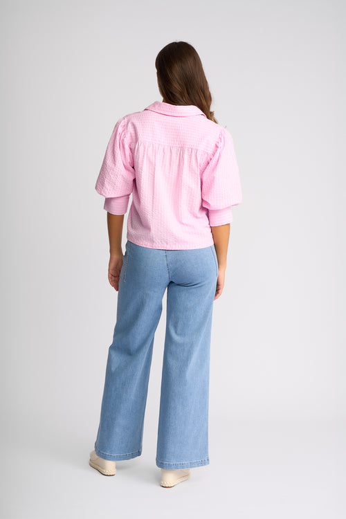 Knewe - Emmett Shirt in Pink Stripe