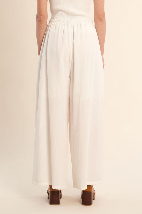Molly Bracken - Woven White Wide Leg Pants LA1960EP