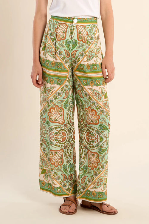 MOLLY BRACKEN WOVEN PANTS GREEN INES