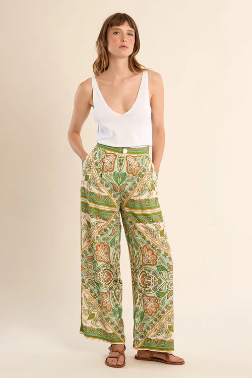 MOLLY BRACKEN WOVEN PANTS GREEN INES