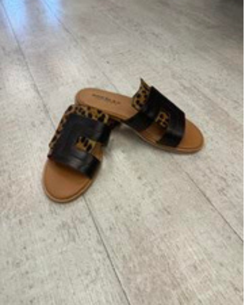 Bresley - Saya Sandal in Tan/Black Leopard
