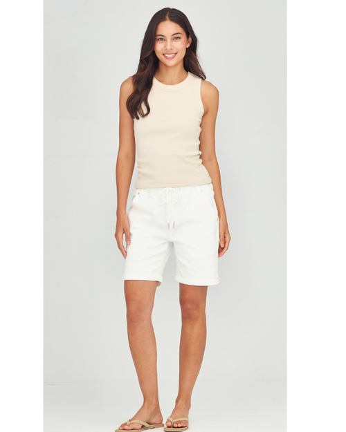 Junkfood - Crew Short in White with Pink Trim