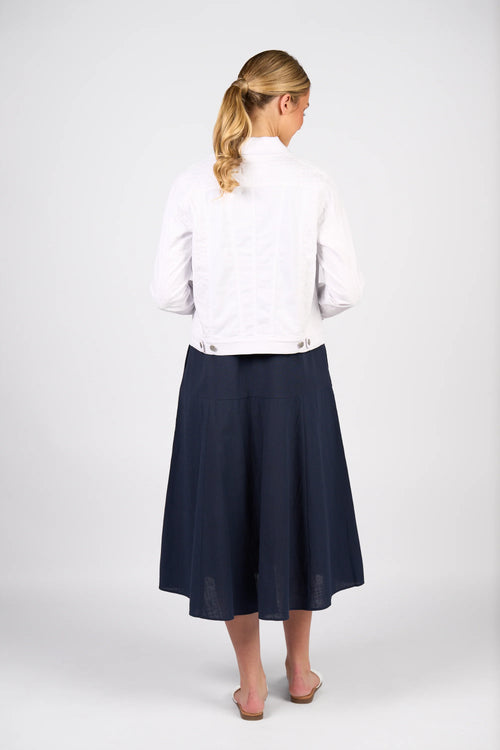 Vassalli - Denim Jacket 2101 - White with Contrast Panels