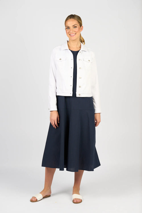 Vassalli - Denim Jacket 2101 - White with Contrast Panels