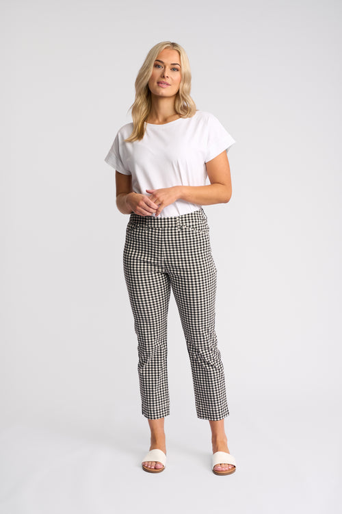 Vassalli - Tint Pull on Pant in Black Gingham