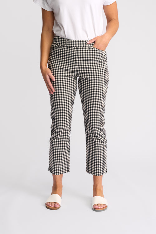 Vassalli - Tint Pull on Pant in Black Gingham